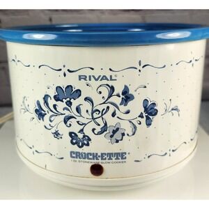 Rival Potpourri Crock Model 3206 35W White Blue Floral Country Style